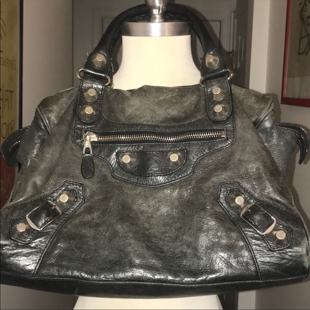 Dark gray Balenciaga Moto Bag